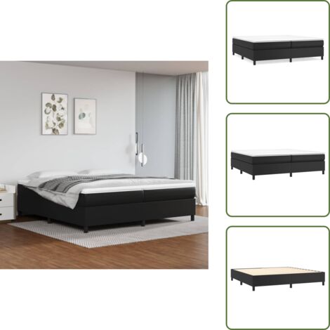 Similpelle - vidaXL Giroletto a Molle con Materasso Nero 200x200 cm in Similpelle - Materasso con molle insacchettate