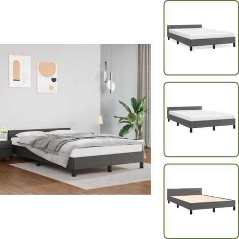 Similpelle - vidaXL Giroletto con Testiera senza Materasso Grigio 120x200 cm - Doghe in compensato