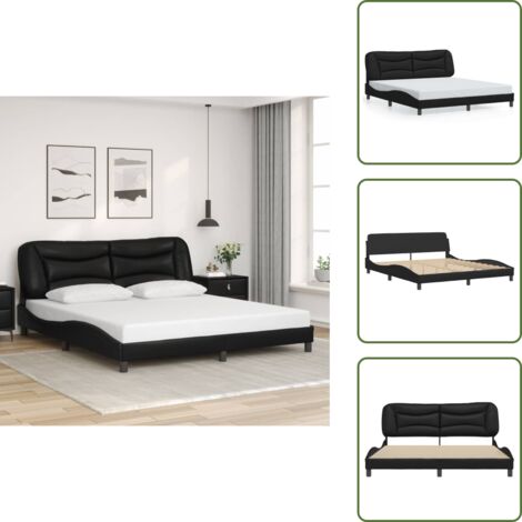 Similpelle - vidaXL Giroletto senza Materasso Hvar Nero 180x200 cm in Similpelle - Letto Nero