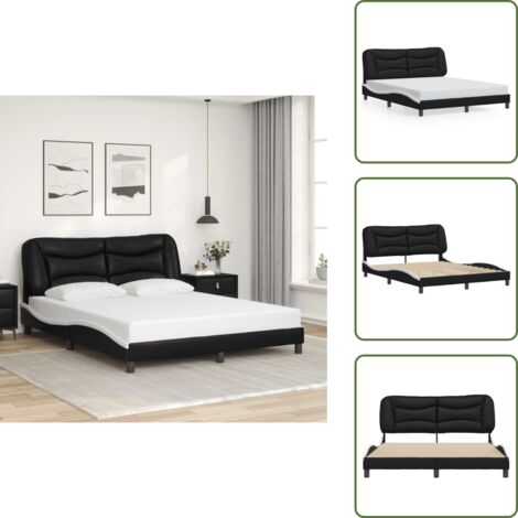 Similpelle - vidaXL Giroletto senza Materasso Hvar Nero e Bianco 160x200 cm in Similpelle - Supporto schiena
