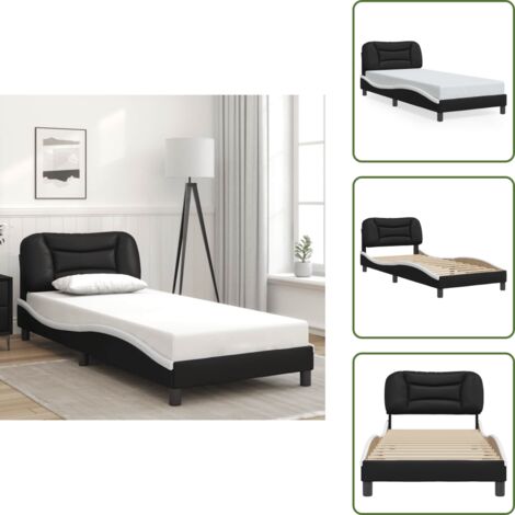 Similpelle - vidaXL Giroletto senza Materasso Hvar Nero e Bianco 90x190 cm in Similpelle - Letto Hvar