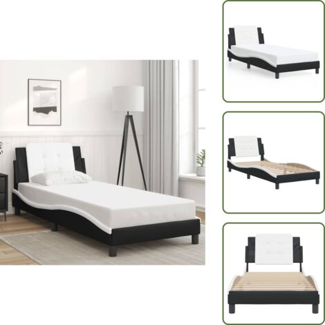 Similpelle - vidaXL Giroletto senza Materasso Zadar Nero e Bianco 90x190 cm in Similpelle - Letto Zadar