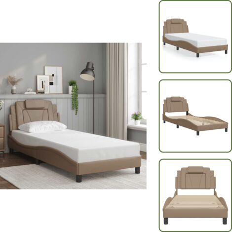 Similpelle - vidaXL Giroletto Viana senza Materasso Cappuccino 80x200 cm in Similpelle - Letto con testiera cappuccino