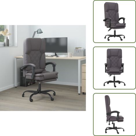 Similpelle - vidaXL Poltrona da Ufficio Massaggiante Reclinabile Grigio Similpelle - Design minimalista