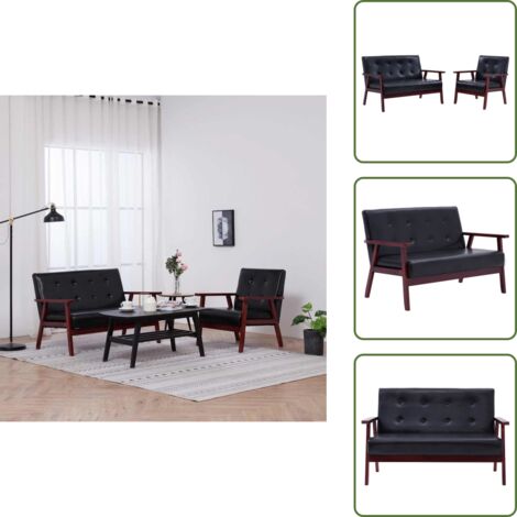 Similpelle - vidaXL Set di Divani 2 pz Nero in Similpelle - Design moderno