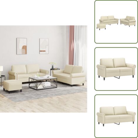 Similpelle - vidaXL Set di Divani 3 pz con Cuscini crema in Similpelle - Cuscini