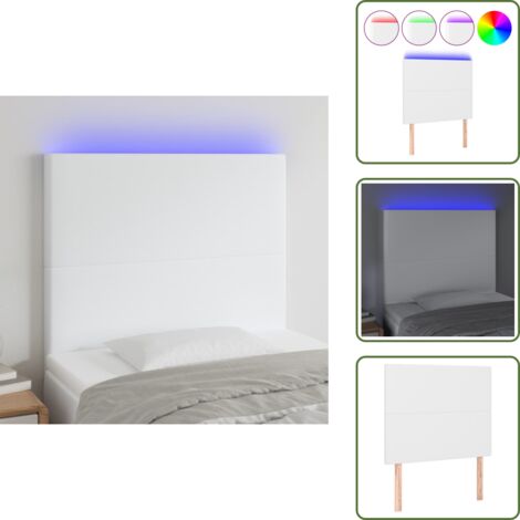 Similpelle - vidaXL Testiera a LED Bianco 100x5x118/128 cm in Similpelle - Supporto schiena