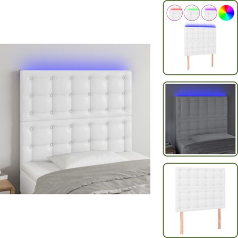 Similpelle - vidaXL Testiera a LED Bianco 100x5x118/128 cm in Similpelle - Testiera regolabile