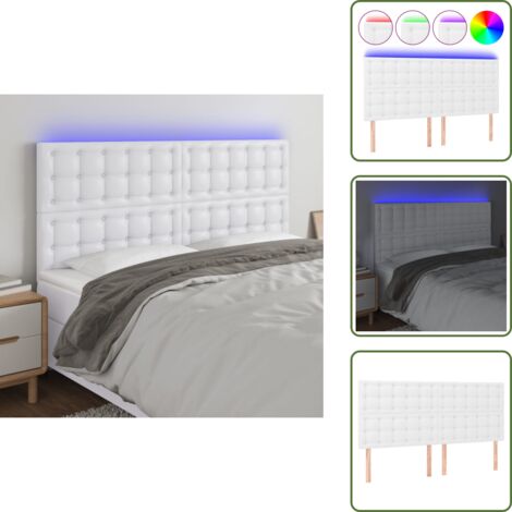 Similpelle - vidaXL Testiera a LED Bianco 180x5x118/128 cm in Similpelle - Testiera regolabile