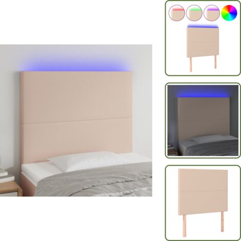 Similpelle - vidaXL Testiera a LED Cappuccino 100x5x118/128 cm in Similpelle - Testiera regolabile
