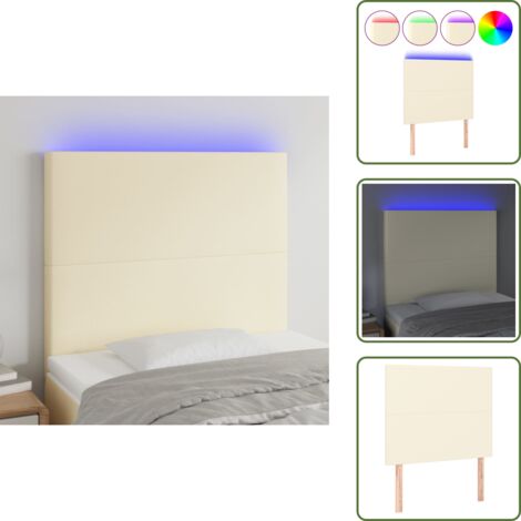 Similpelle - vidaXL Testiera a LED Crema 90x5x118/128 cm in Similpelle - Testiera regolabile