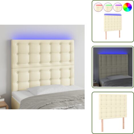 Similpelle - vidaXL Testiera a LED Crema 90x5x118/128 cm in Similpelle - Testiera regolabile