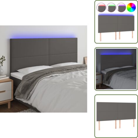Similpelle - vidaXL Testiera a LED Grigio 180x5x118/128cm in Similpelle - Testiera regolabile