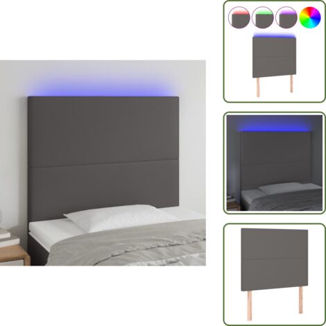 Similpelle - vidaXL Testiera a LED Grigio 90x5x118/128 cm in Similpelle - Supporto schiena