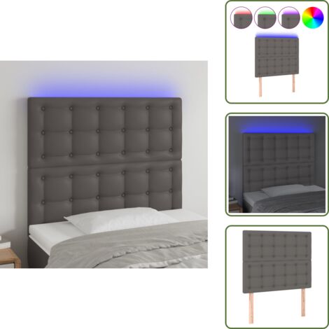 Similpelle - vidaXL Testiera a LED Grigio 90x5x118/128 cm in Similpelle - Testiera regolabile