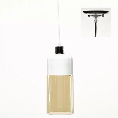 Simla LSD011.1 - Lampe Suspendue Ø13x120cm - Métal/Verre - Blanc/Champagne