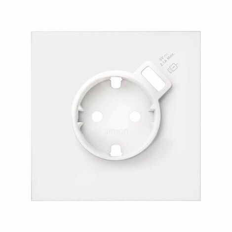Simon 100  Kit frontal 1 elemento con 1 base enchufe schuko y cargador USB integrado blanco mate 10020109-230