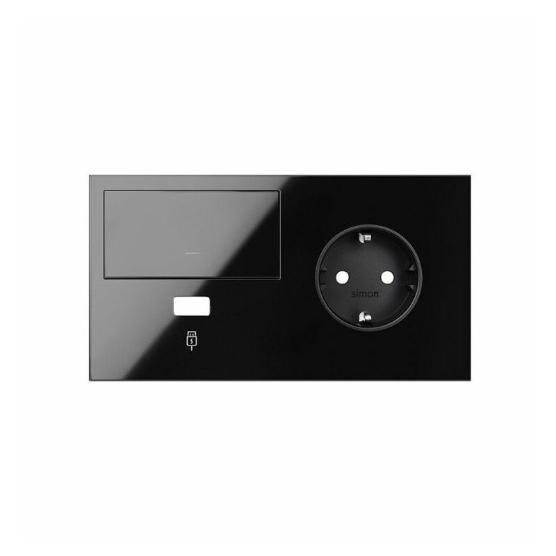 

100 - Kit frontal 2 elementos base + USB + regulador negro brillo 10020209-138 - Simon