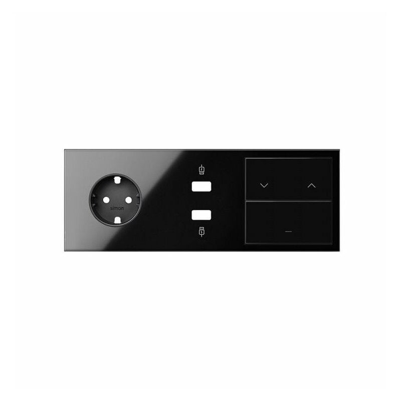 

SIMON 100 - Kit frontal 3 el. base+cg2USB+pers+tecla negro brillo 10020306-138