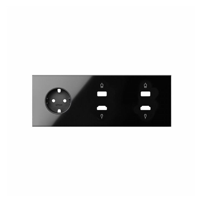 

SIMON 100 - Kit frontal 3 elementos base + 2 HDMI/USB negro brillo 10020305-138