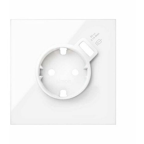 SIMON 10020109-130  Kit frontal con 1 elemento+base con cargador USB blanco brillante