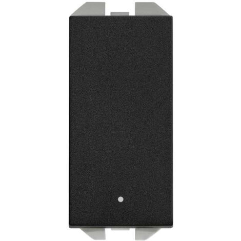 SIMON 270 Graviertes Leuchtlicht mit Druckknopf 10A schmal mattschwarz 20001161-098