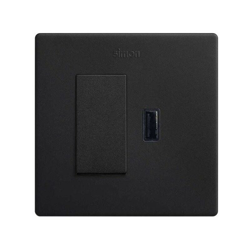 270 Kit monobloc interrupteur bouton poussoir + chargeur usb a 2.1A SmartCharge noir mat 27191610-098 - Simon