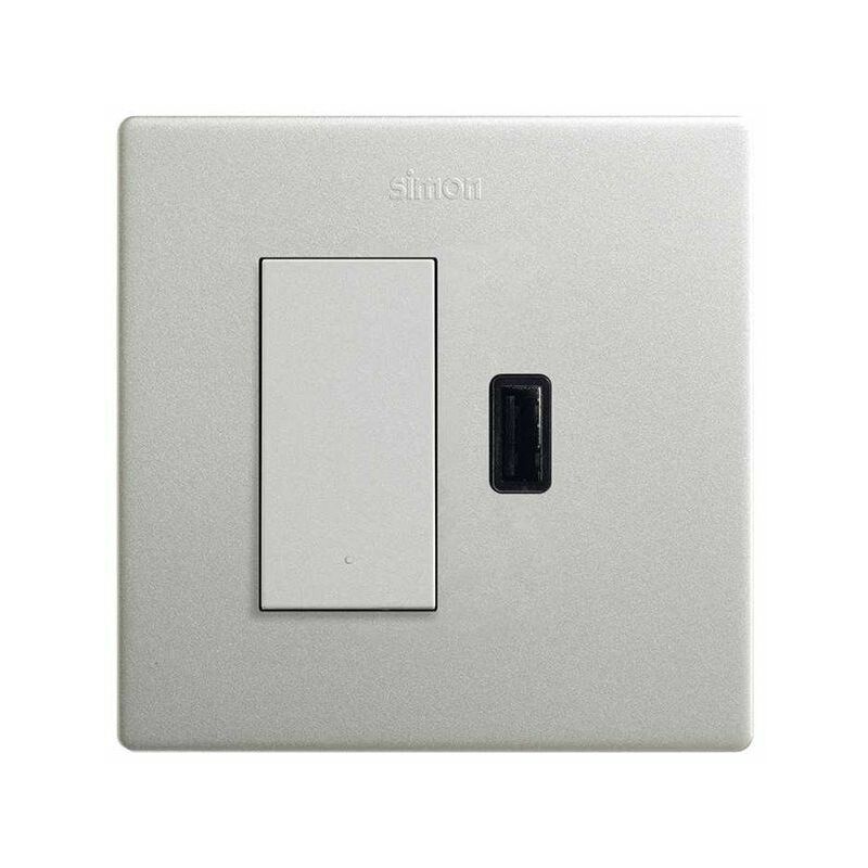 270 Kit monobloc interrupteur bouton poussoir + chargeur aluminium usb a 2.1A SmartCharge 27191610-093 - Simon