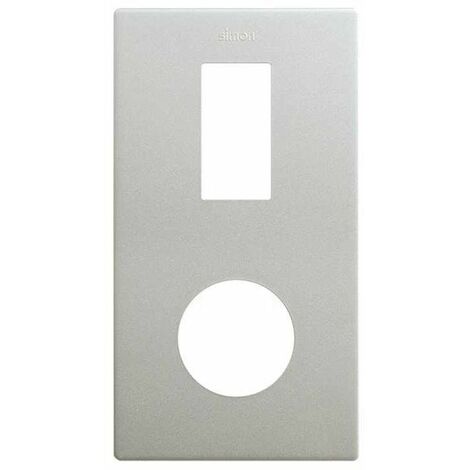 SIMON 270  Marco estética mínima 2 elementos enchufe + módulo estrecho aluminio 27192620-093