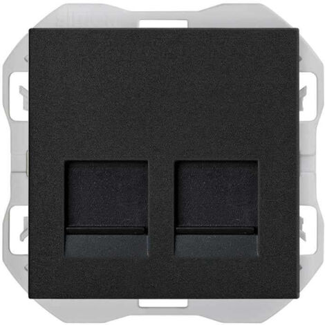 SIMON 270  Tapa de datos plana para 2 conectores RJ45 negro mate 20000088-098