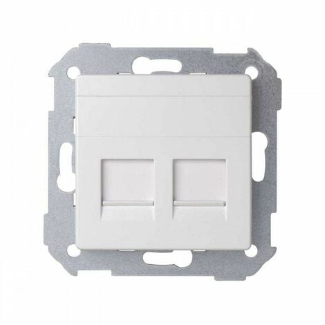Simon 82 Concept  Placa v&d universal plana c/g polvo 2 RJ45 blanco mate SIMON 8200006-090