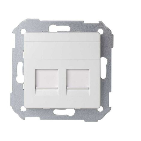 Simon 82 Concept | Universale piatto v & d piastra c / g polvere 2 RJ45 bianco opaco SIMON 8200006-090