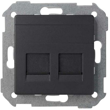 Simon 82 Concept | Universale piatto v & d piastra c / g polvere 2 RJ45 nero opaco SIMON 8200006-098