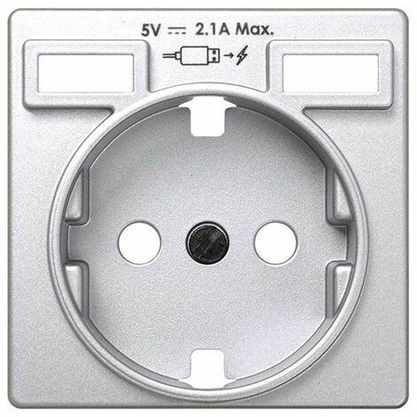 SIMON 8200049-093 Cache socle prise schuko 2 chargeurs USB 2.1A aluminium froid