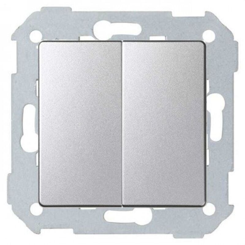 Simon - 8200398-093 Double interrupteur + bouton aluminium
