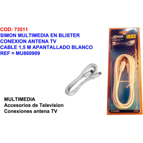 simon multimedia bl conex-antena tv cable 1,5m apa.blco mu860909