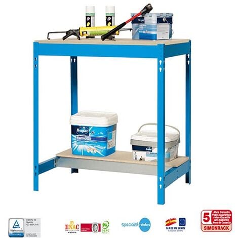 BANCO DE TRABAJO BT0 900x600 AZUL/MADERA 842x910x610 mm