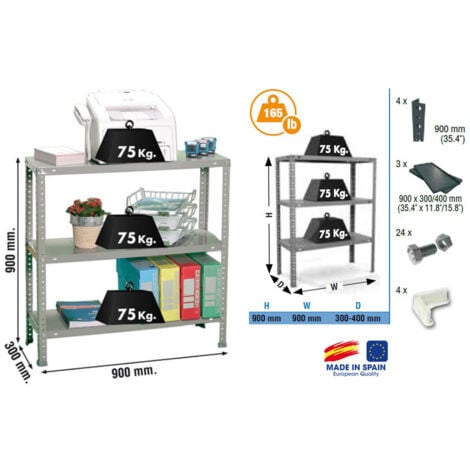 Simon Rack - Estante de almacenamiento 900x900x300mm Carga gris oscuro 75Kg - Advantage 3/300