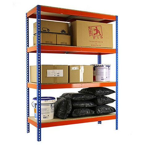 Simon Rack - Etagère de rangement 4 niveaux 2000x1200x600 mm Bleu/ Orange - KIT ECOFORTE 1206/4