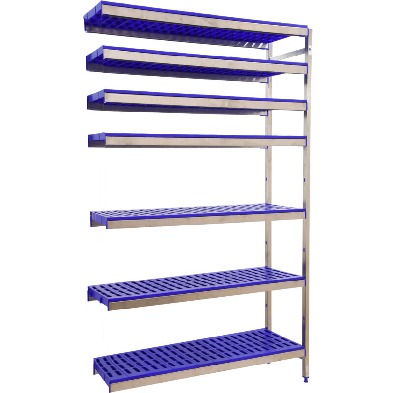 Estantería metálica sin tornillos simoninox de 7 estantes (200x166x40cm) inox y azul