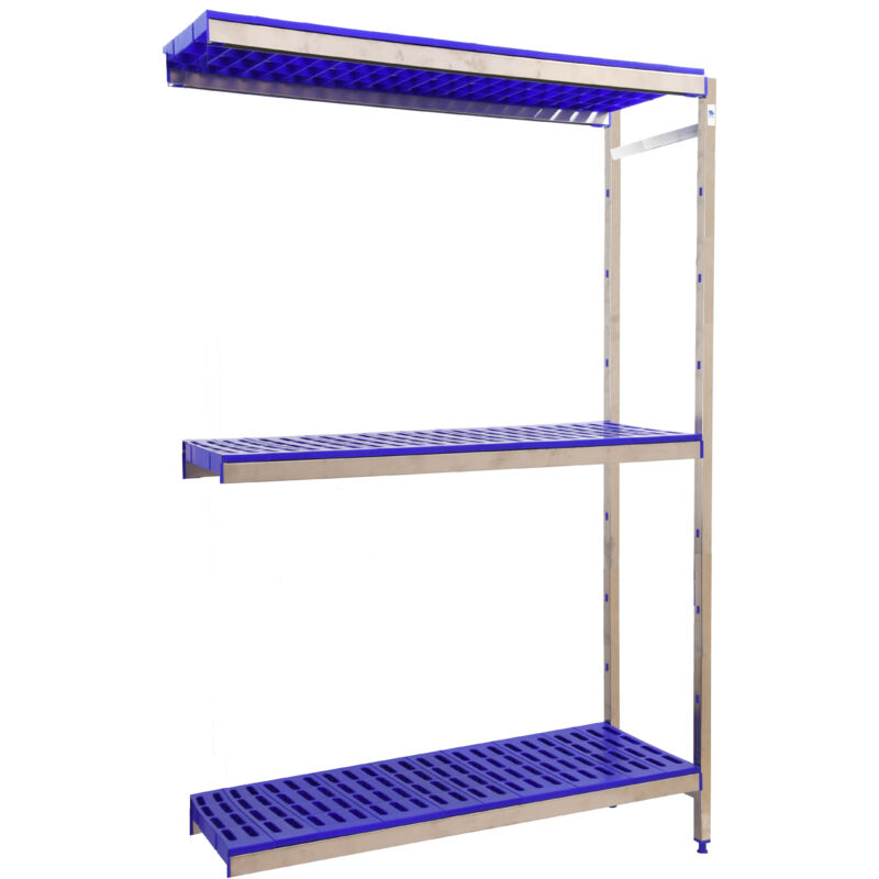 Simonrack - Estantería metálica sin tornillos simoninox de 3 estantes (160x86x40cm) inox y azul