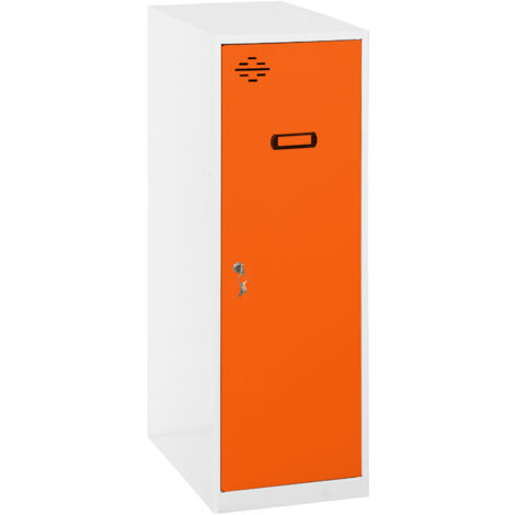SIMONLOCKER casier en métal (91,5x30x50cm) BLANC ET ORANGE