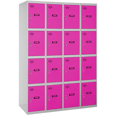 SIMONLOCKER casiers en métal (180x120x50cm) GRIS ET ROSE