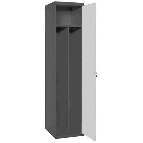 SimonRack Armadietto Spogliatoio Metallico 1 Anta, 1800x400x500 mm, 2 Scomparti, Serratura con Chiave e Areatori, Antracite/Grigio - Simonlocker