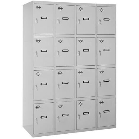 SimonRack Armadietto Spogliatoio Metallico 16 Ante, 4 Moduli, 1800x1600x500 mm, Serratura con Chiave e Areatori, Grigio armadietto - Simonlocker