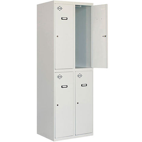 SimonRack Armadietto Spogliatoio Metallico 2 Anta, 1800x800x500 mm, 2 Moduli, Serratura con Chiave e Areatori, Grigio - Simonlocker