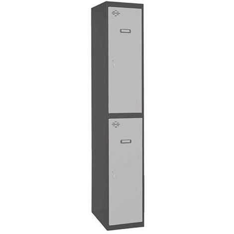 SimonRack Armadietto Spogliatoio Metallico 2 Antas, 1800x300x500 mm, Serratura con Chiave e Areatori, Antracite/Grigio - Simonlocker