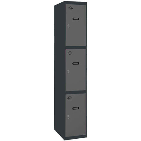 SimonRack Armadietto Spogliatoio Metallico 3 Ante, 1800x400x500 mm, Serratura con Chiave e Areatori, Antracite - Simonlocker