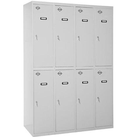 SimonRack Armadietto Spogliatoio Metallico 4 Anta, 1800x1200x500 mm, 4 Moduli, Serratura con Chiave e Areatori, Grigio - Simonlocker