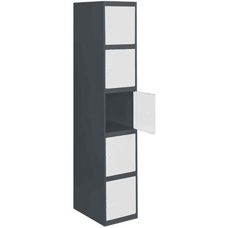 SimonRack Armadietto Spogliatoio Metallico 5 Ante, 1800x400x500 mm, Serratura con Chiave e Areatori, Antracite/Bianco - Simonlocker